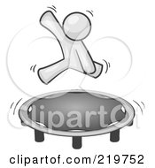 Royalty Free RF Clipart Illustration Of A White Man Jumping On A Trampoline