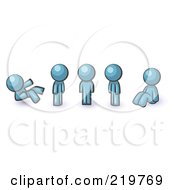 Royalty Free RF Clipart Illustration Of A Denim Blue Design Mascot Man In Different Poses by Leo Blanchette
