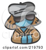 Royalty Free RF Clipart Illustration Of A Denim Blue Woman Avatar Incognito