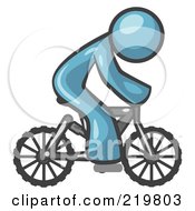 Poster, Art Print Of Denim Blue Man Riding A Bicycle