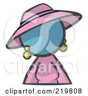 Royalty Free RF Clipart Illustration Of A Denim Blue Woman Avatar In A Dress And Hat
