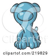 Poster, Art Print Of Cute Denim Blue Puppy Dog Looking Curiously At The Viewer