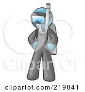 Royalty Free RF Clipart Illustration Of A Denim Blue Design Mascot Man In Scuba Gear by Leo Blanchette