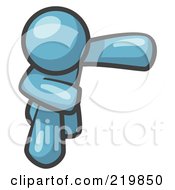 Royalty Free RF Clipart Illustration Of A Denim Blue Man Bowing
