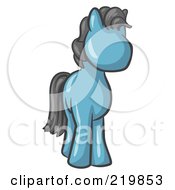 Poster, Art Print Of Cute Denim Blue Pony Horse Looking Out At The Viewer