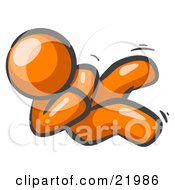 Clipart Picture Illustration Of A Happy Orange Man Rolling On The Floor And Giggling With Laughter by Leo Blanchette
