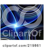 Royalty Free RF Clipart Illustration Of A Background Of Blue Glowing Plasma Spiraling Outwards On Black