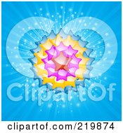 Royalty Free RF Clipart Illustration Of A Star Balloon Burst On Blue Rays by elaineitalia