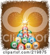 Poster, Art Print Of Christmas Tree Of Colorful Bingo Balls And A Golden Star On Gold Rays