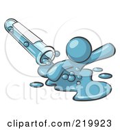 Royalty Free RF Clipart Illustration Of A Denim Blue Man Emerging From Spilled Chemicals Pouring Out Of A Glass Test Tube In A Laboratory by Leo Blanchette