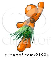 Clipart Picture Illustration Of An Orange Hula Dancer Woman In A Grass Skirt And Coconut Shells Performing At A Luau by Leo Blanchette