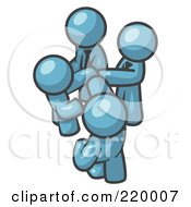 Royalty Free RF Clipart Illustration Of A Group Of Denim Blue Businessmen Going In Together On A Deal