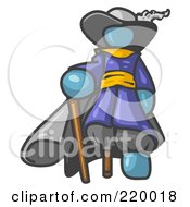 Poster, Art Print Of Denim Blue Male Pirate With A Cane And A Peg Leg