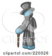 Poster, Art Print Of Denim Blue Man Depicting Abraham Lincoln With A Cane