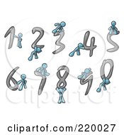 Poster, Art Print Of Denim Blue Men With Numbers 0 Through 9