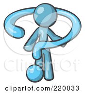 Royalty Free RF Clipart Illustration Of A Denim Blue Man Draped In A Blue Question Mark