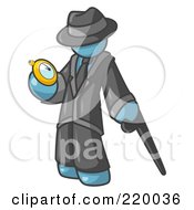 Poster, Art Print Of Denim Blue Businessman Checking His Pocket Watch