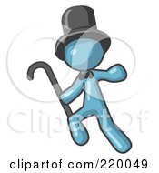 Denim Blue Man Dancing And Wearing A Top Hat