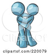 Poster, Art Print Of Denim Blue Man Gently Embracing His Lover Symbolizing Marriage And Commitment