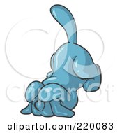 Royalty Free RF Clipart Illustration Of A Scared Denim Blue Tick Hound Dog Covering His Head With His Front Paws