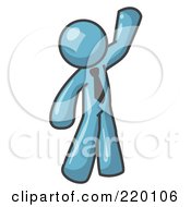 Royalty Free RF Clipart Illustration Of A Friendly Denim Blue Man Greeting And Waving by Leo Blanchette