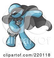 Royalty Free RF Clipart Illustration Of A Denim Blue Man In A Mask And Cape Stealing Belongings In A Bag by Leo Blanchette