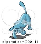 Royalty Free RF Clipart Illustration Of A Denim Blue Tick Hound Dog Digging A Hole