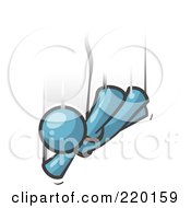 Royalty Free RF Clipart Illustration Of A Denim Blue Man Free Falling While Skydiving by Leo Blanchette
