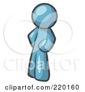 Royalty Free RF Clipart Illustration Of A Denim Blue Man Standing With His Hands On His Hips by Leo Blanchette