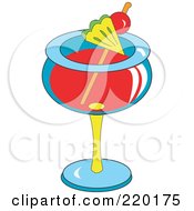 Royalty Free RF Clipart Illustration Of A Cherry And Pineapple Garnish On A Red Mai Tai Alcoholic Beverage by erikalchan