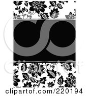 Poster, Art Print Of Formal Black And White Floral Invitation Border With Copyspace - 1