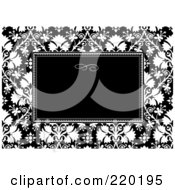 Poster, Art Print Of Formal Black And White Floral Invitation Border With Copyspace - 53