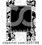 Poster, Art Print Of Formal Black And White Floral Invitation Border With Copyspace - 4