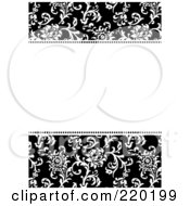 Poster, Art Print Of Formal Black And White Floral Invitation Border With Copyspace - 44