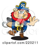 Poster, Art Print Of Running Pirate With A Goold Tooth A Rugby Football In Arm