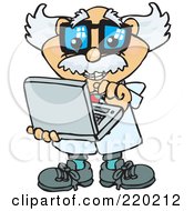 Royalty Free RF Clipart Illustration Of A Senior Professor Holding And Using A Laptop Computer by Dennis Holmes Designs #COLLC220212-0087
