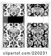 Poster, Art Print Of Digital Collage Of Tall Black And White Floral Invite Designs