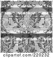 Background Of Gray Damask Over Plaid