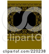 Poster, Art Print Of Formal Invitation Design Of A Black Box Over A Dark Yellow Floral And Stripes Pattern