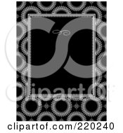 Royalty Free RF Clipart Illustration Of A Formal Invitation Design Of A Black Box Over A Pattern Of Circles On Black