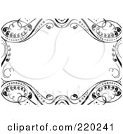 Royalty Free RF Clipart Illustration Of An Ornate Border Of Black Leafy Vines Around White Space