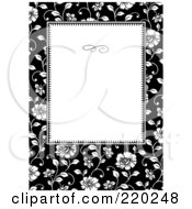 Poster, Art Print Of Formal Black And White Floral Invitation Border With Copyspace - 19