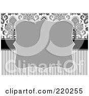 Poster, Art Print Of Formal Black And White Floral Invitation Border With Copyspace - 22