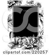 Poster, Art Print Of Formal Black And White Floral Invitation Border With Copyspace - 54