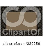 Poster, Art Print Of Formal Invitation Design Of A Brown Box Over A Brown And Black Floral Pattern