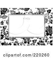 Poster, Art Print Of Formal Black And White Floral Invitation Border With Copyspace - 26