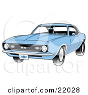 Light Blue 1968 Chevrolet Ss Camaro Muscle Car With A Chrome Bumper