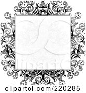 Poster, Art Print Of Formal Invitation Design Of A Gray Floral Box Over A Black Floral Design On White