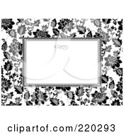 Poster, Art Print Of Formal Black And White Floral Invitation Border With Copyspace - 25