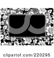 Poster, Art Print Of Formal Black And White Floral Invitation Border With Copyspace - 17